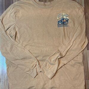 Tan Long Sleeve Tee with Relaxed Fit and Graphic Detail